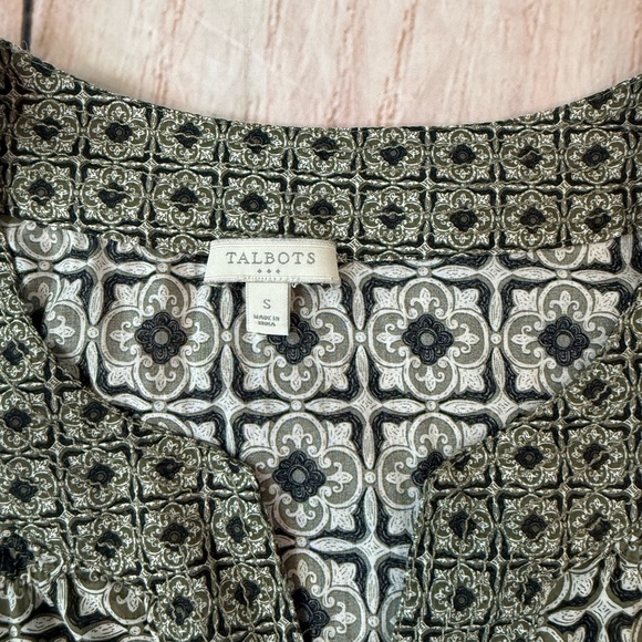 Talbots Size Small TRAPUNTO POPOVER MEDALLION Blouse Top Cotton Shirt - Picture 7 of 8